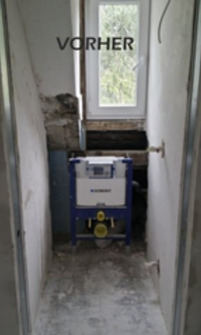 Gäste-WC vorher: Rohbau mit Vorwandelement
